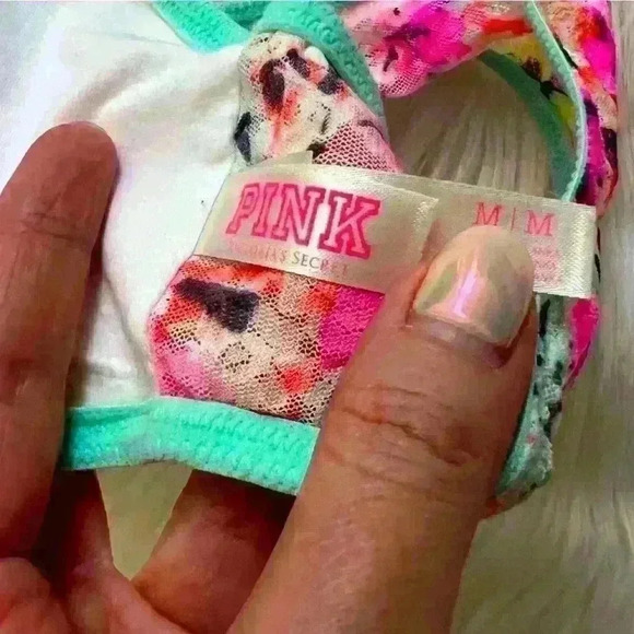 Victoria's Secret PINK Lace Floral Bandeau Bra Medium - Picture 3 of 4